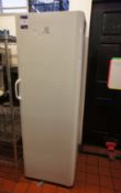 * Indesit Upright Fridge. This lot is located in the Kitchen. Buyers must bring sufficient labour to