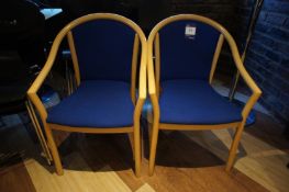 * 2 x Wood/Upholstered Office Arm Chairs. This lot is located in the Dining Room. Buyers must