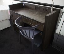 * Dark Oak effect Dresser/Desk with 2 Twin Electric Sockets and Adjustable Spot Light. (1250 x 760 x