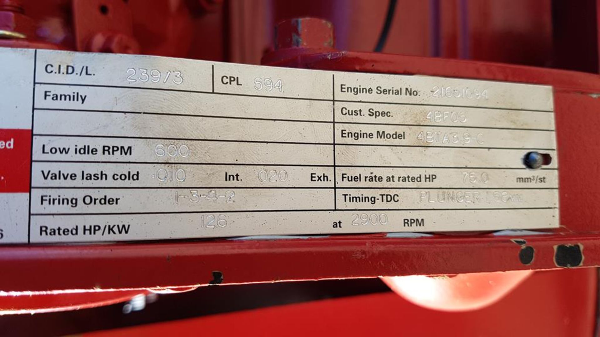 * Cummins 4BTA 3.9c Diesel Engine A Cummins Model 4BTA 3.9c 4 Cylinder Diesel Engine. Please note - Image 4 of 5