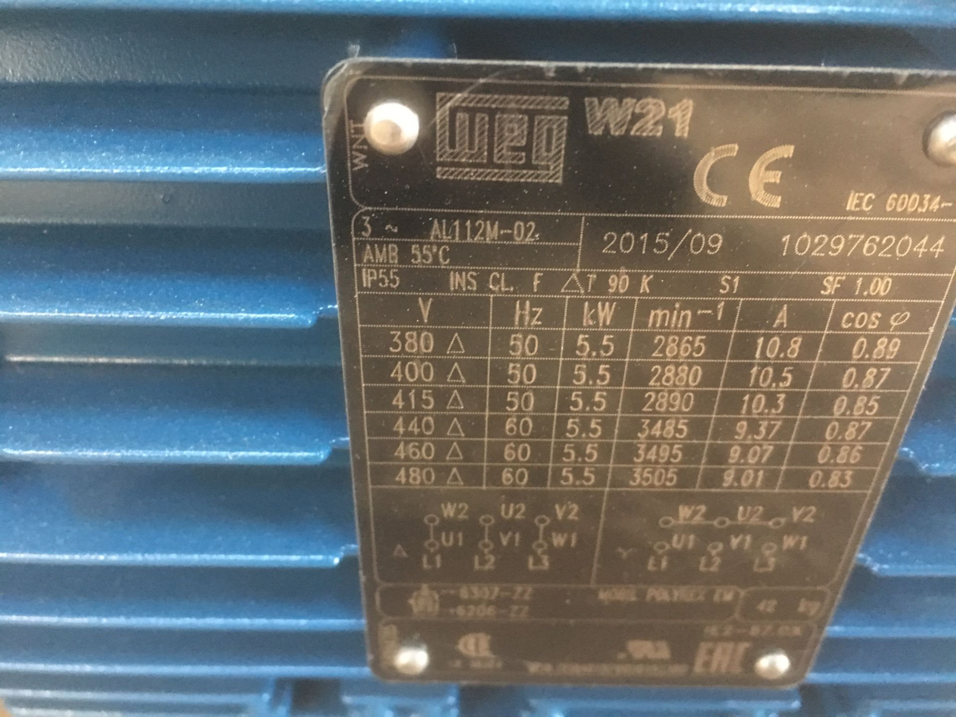 * 2 x WEG 5.5kW 3 Phase Motor B35T Mounting - Image 2 of 2