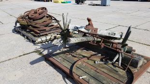 * Old Agricultural Cart Chassis and Cast Iron Wheels.