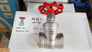 * 14 Boxes (3 per box) of Albien Art 960 Gate Valves