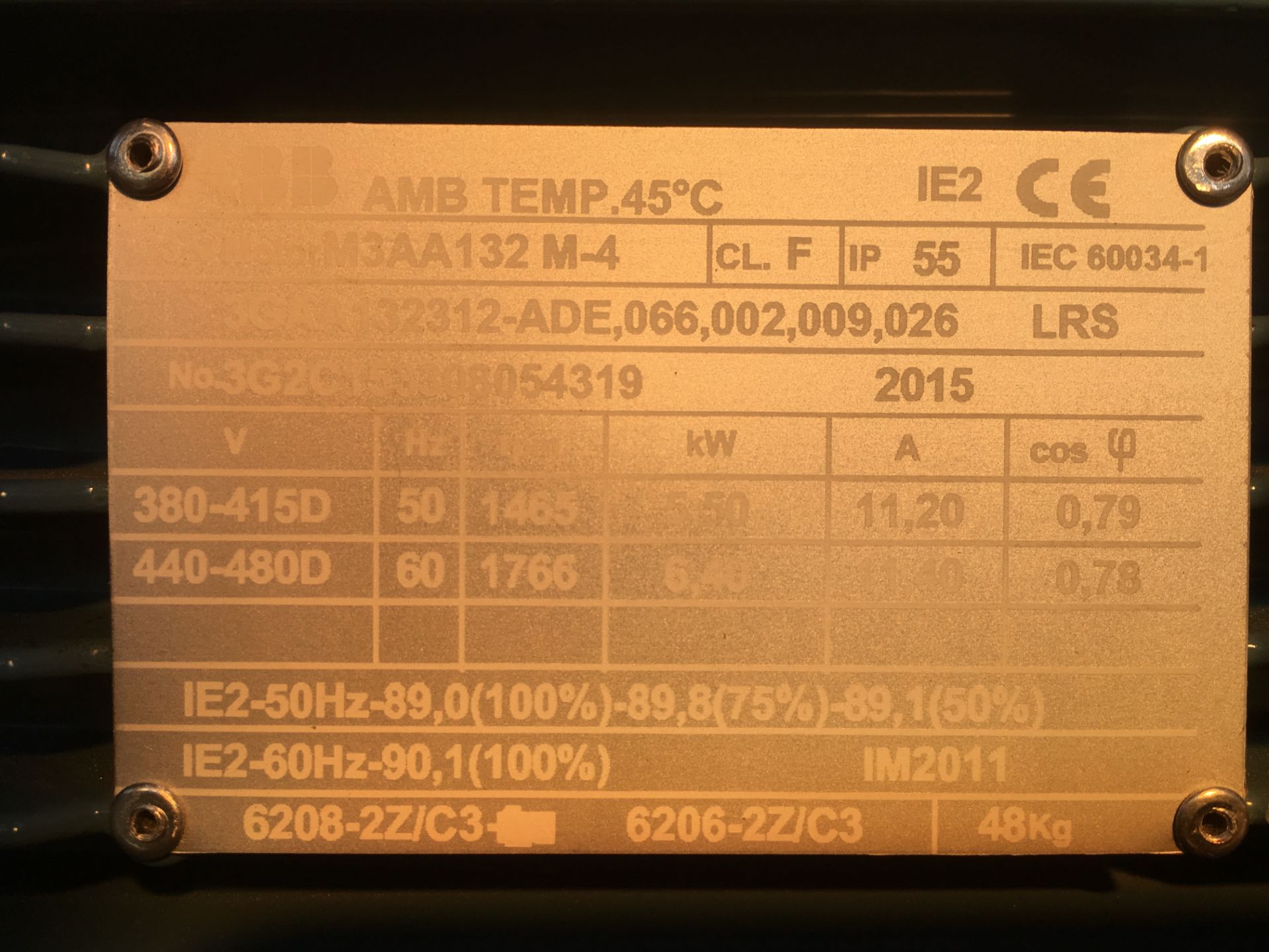 *ABB 5.5kW 3 Phase Electric Motor - Image 2 of 5