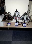 3 x painted glass table lamps (RRP. £240)