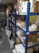 3 bays of racking and contents to include various light fittings and decorations and a quantity of