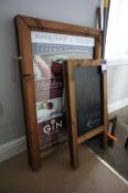 * 2 x Wood A Frame Advertising Boards. This lot is located in the Corridor between Restaurant and