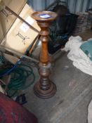 * Oak Effect Piller Plant/Lamp Stand. This lot is located in the Container.