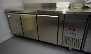 * Atosa Mobile Stainless Steel Triple Door Freezer. This lot is located in the Step Down Prep Area