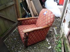 * Patterned Upholstered Arm Chair. This lot is located in the Container.