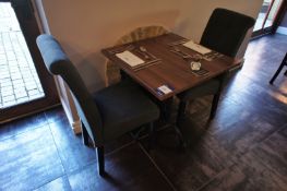 * Dining Room Table 700 x 700 with 2 High Backed Upholstered Dining Room Chairs. This lot is located