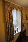 * Pair of Long Floral Curtains and Pelmet approx 4000mm Drop. This lot is located in the Stairwell