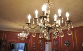 * 2 x Ornate Multi Light Metal/Glass Chandeliers. This lot is located in the Garden Room