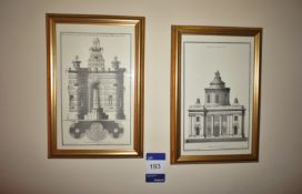 * Pair of Framed and Glazed Architectural Prints. This lot is located in the Stairwell