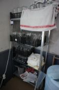 * Lightweight 4 Tier Bolted Shelving Unit with quantity of Glassware. This lot is located in the