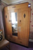 * Oak 3 Door/Drawer Double Wardrobe with Central Mirror. This lot is located in Bedroom Murray Tait