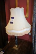 * Large Brass/Marble Table Lamp. This lot is located in the Garden Room.