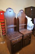 * 2 x Mahogany Bedside Tables with Back Panels and Shelf. This lot is located in Bedroom Carter