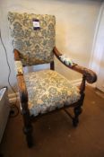 * 2 x Ornate Upholstered Arm Chairs. This lot is located in Bedroom Carter