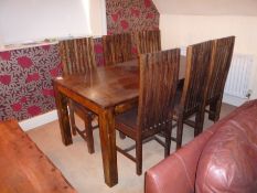 * Large Dark Wood Rectangular Dining Table with 6 High Backed Dining Chairs. This lot is located