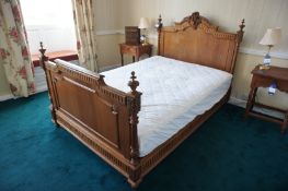 * Oak Double Bed with Decorative Head Boards. This lot is located in Bedroom McMullan