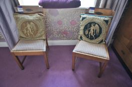 * 2 x Oak Framed Upholstered Chairs. This lot is located in Bedroom Murray Tait