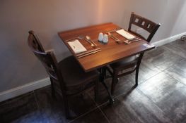 * Dining Room Table 700 x 700 with 2 x Ladder Backed Dining Chairs. This lot is located in the