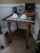 * Carved Mahogany Square Occasional Table. This lot is located in Bedroom Love