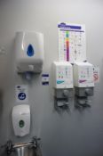 * Various Hand Sanitiser, Soap and Towel Dispensers to wall. This lot is located in the Main