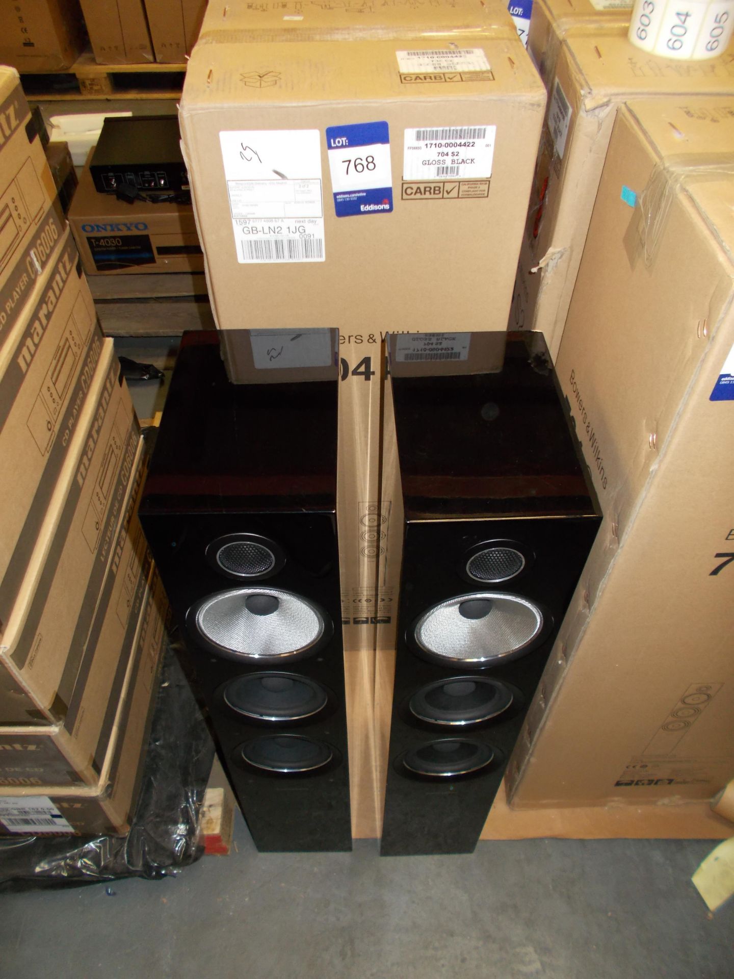 Pair of Bowers & Wilkins 704S2 Gloss Black Floor Standing Speakers (on display) – RRP £2,000