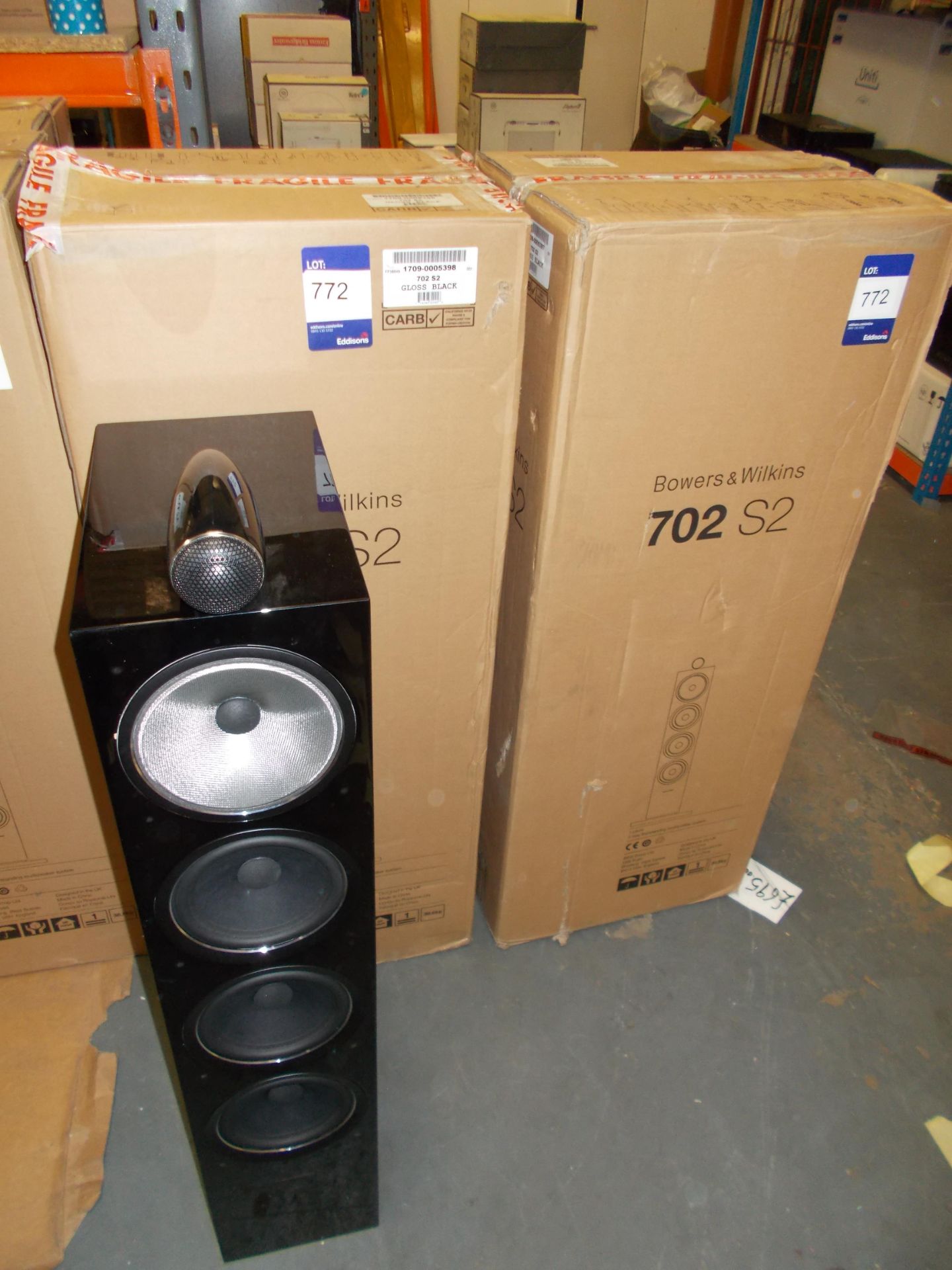 Pair of Bowers & Wilkins 702S2 Gloss Black Floor Standing Speakers (1x boxed & 1x on display) –