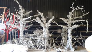 Large quantity of metal display tree lights, approx. 7ft high