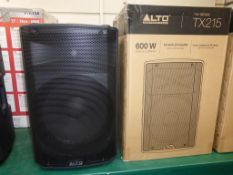 * 2 x Alto Professional TX215 600W 15'' 2-way powered Loudspeaker, s/n (21) UT181118103121 (RRP £171