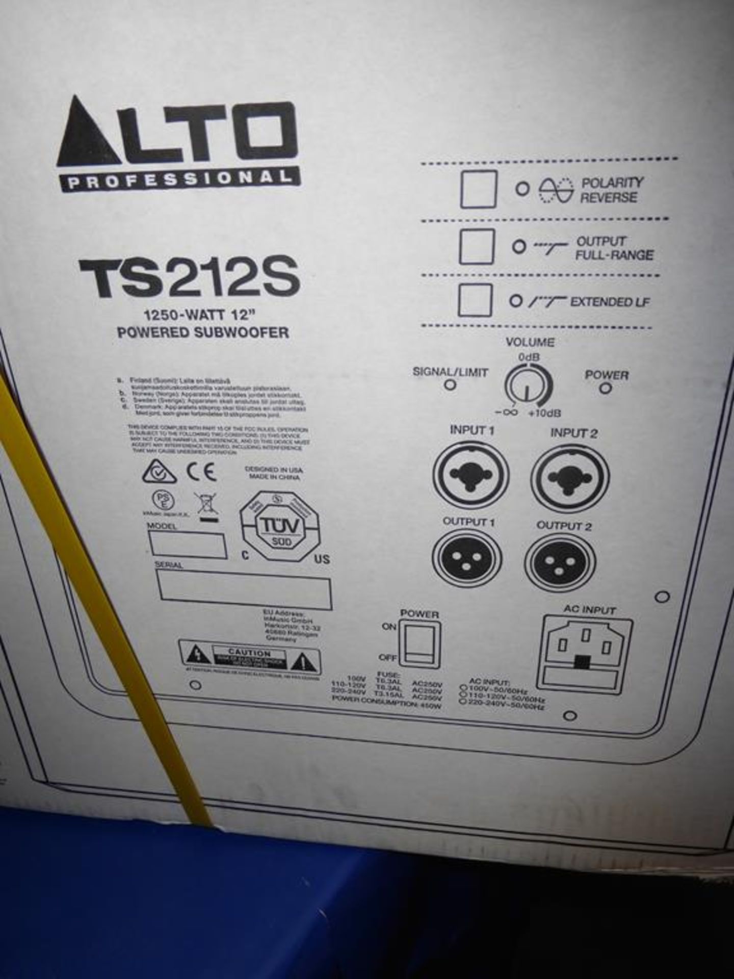 * Alto 1250W TS212S powered Subwoofer, RRP £249 - Image 2 of 2