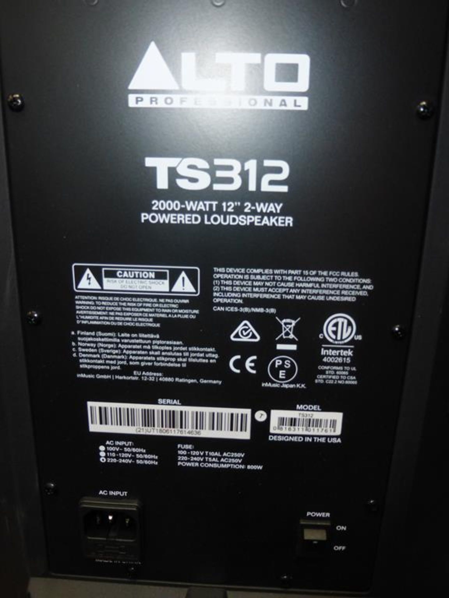 * Alto Professional TS312 2000W 12'' 2-way powered Loudspeaker, RRP £290 - Image 2 of 2