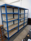 Three Metal and Chipboard, Lightweight Storage Shelf Units. Each unit has five adjustable shelves (H