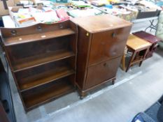 A Miscellaneous Lot to include: Wooden Cabinet with two drop down doors, Wooden Open Bookcase with