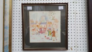 A framed Colin Carr watercolour of 'Market Place - Grimsby' from 1980 (H20.5CM X W20.5CM) (est £50-