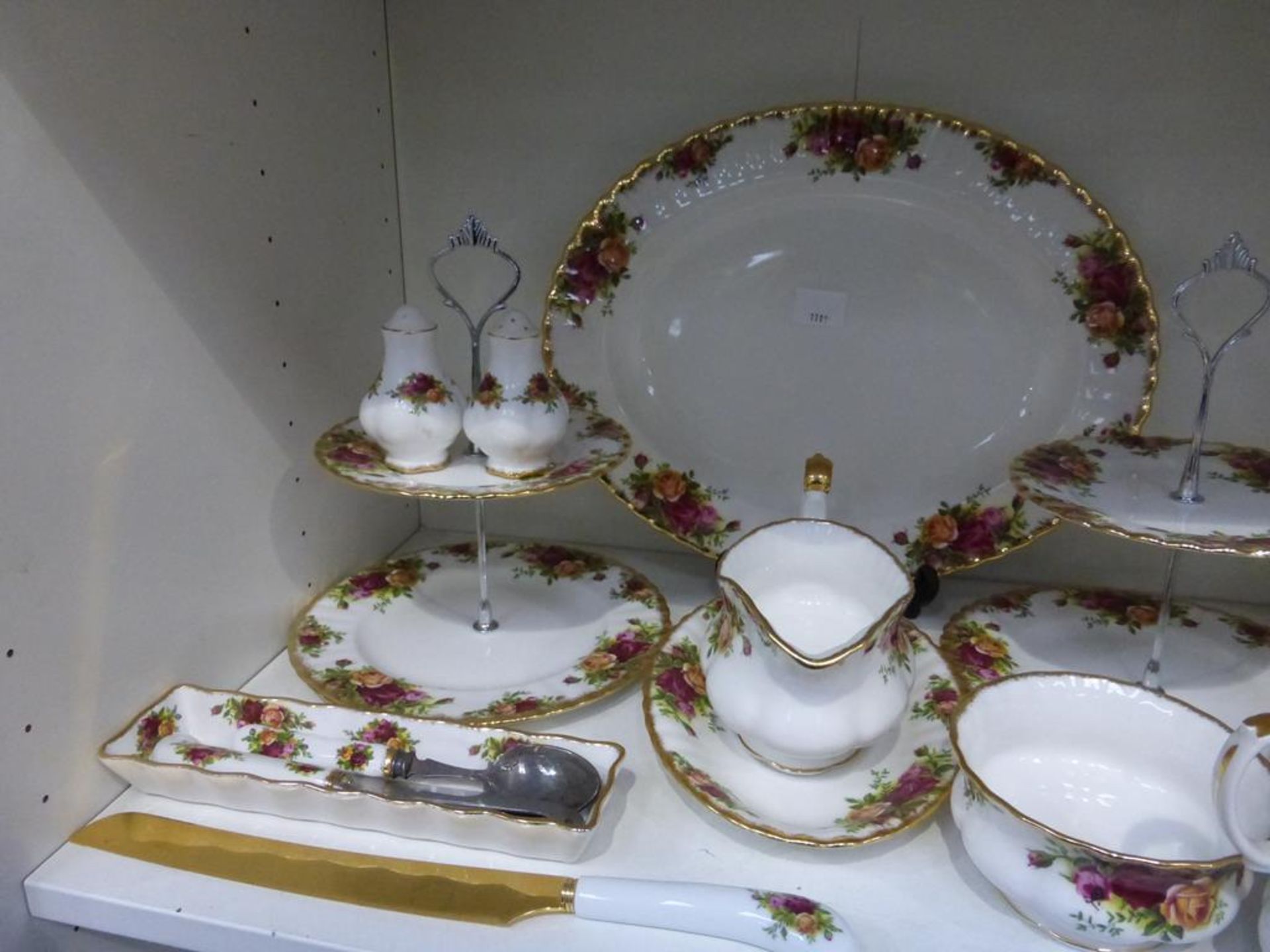 Four shelves containing over seventy five pieces of Royal Albert 'Old Country Roses' including - Image 6 of 11