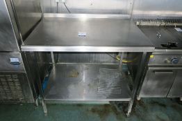 * Two Tier S/S Prep Table (H 94cm, W 110cm, D 80cm). This lot is Buyer to Remove. This lot is