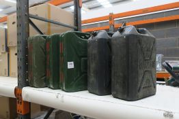 * 3 x Metal 20 Litre Jerry Cans and 2 x 20 Litre Plastic Jerry Cans