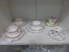 Two Shelley Teacups with corresponding Saucers together with Three Other Teacups with Saucers and