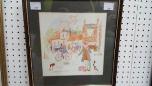 A framed Colin Carr Watercolour of 'BullRing - Grimsby' from 1980 (H20. 5CM X W20.5CM) (est £50-