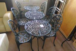 * Three Outdoor Metal Circular Tables, each with Two Chairs (table 60cm diameter approx) (9). This