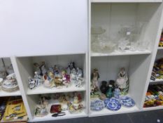 Four Shelves containing a Selection of Lady and Gentlemen Figures, Miscellaneous Porcelain including