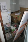 * Store Room. Contents to include Toilet Seats (boxed), Down Lights Fluorescent Tubes, Boxes of