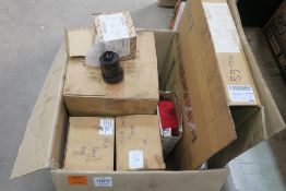 * Cardboard box containing Various MAN Truck Components including Air Filters, Brake Light Lens,