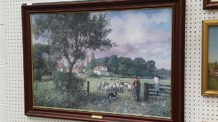 A Simulated Oil Painting Print depicting Rural Scene by C. Madgwick (19'' x 30'') (est £20-£30)