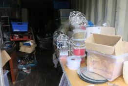 * Contents of Container to include Racking, Assorted Materials, a Quantity of Boxed Glassware, Round