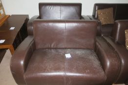 * Brown Two, Two Seat Faux Leather Settees. This lot is Buyer to Remove. This lot is located at
